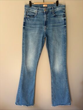 Mother The Runway Fray Jeans Monkey in the Middle Size 32 Blue Denim